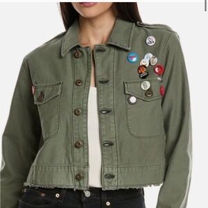 MOTHER Olive Utility Jacket with Button Accents